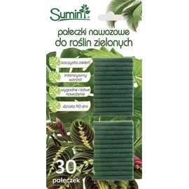 Sumin Grünpflanzen- und Palmen Düngestäbchen - 30 Stück - Universaldünger - Düngestäbchen für Grünpflanzen, Zimmerpflanzen und Balkonpflanzen - Langzeitdünger - 3 Monate Düngekraft