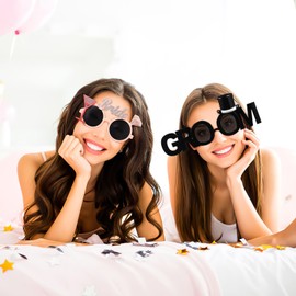 Alipis Set of 2 Bride and Groom Sunglasses - Unique Wedding Shower Favors - Stag Do Accessories Funny Eyewear for Groom to Be Novelty Bachelor Party Photo Props Summer Plastic