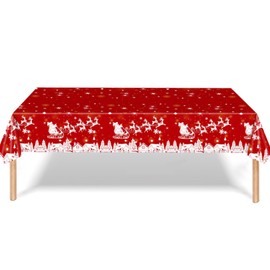 Christmas Party Tablecloth Decorations for Xmas Party,137*274cm Red Christmas Tree Disposable Party Table Cloth Party Table Covers,Dining Tablecover for Winter Holiday Christmas Picnic Party Decor
