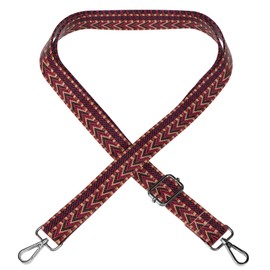 EAZY CASE - Adjustable Bag Strap, Replacement Strap for Handbags, Shoulder Strap for Shoulder Bags, Thin Strap for Bags and Tote Bags, DIY Bag Strap, Zig Zag - Red Brown Metal Silver