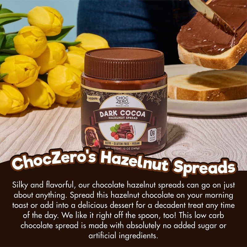 Vegan Cocoa Hazelnut Spread by ChocZero - Keto Friendly, Sugar