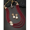 Aheli Pearl Mala Maroon Necklace with Earrings for Women Indian