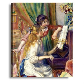 A&T ARTWORK Girls at the Piano by Pierre-Auguste Renoir Painting Reproductions Reproductions,Giclee Canvas Prints Wall Art for Home Decor,30x24 inches