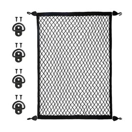 UHANBUT Elastic Cargo Net, Polyester Fabrics Trunk Organizer, 31.5'' x 23.6'' Stretchable Mesh, Truck Bed Net with Fixing Hooks D-Rings, Secure Storage Luggage Cover for Car, SUV, Travel Essentials