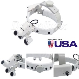 AZDENT 3.5X Dental Surgery Binocular Loupes Headband Magnifier + LED Headlight