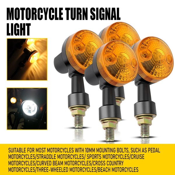 carcomponentmarted 4X Motorcycle LED Turn Signals Amber Lamp Yellow Lights