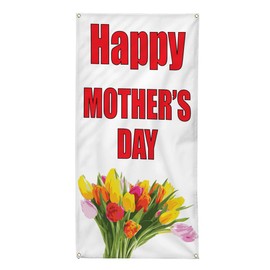 Vertical Vinyl Banner Multiple Sizes Happy Mother's Day Holidays and Occasions Outdoor Weatherproof Industrial Yard Signs 10 Grommets 144x60Inches