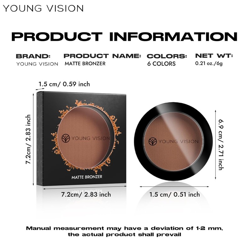 YOUNG VISION Deep Dark Matte Powder Bronzer for Deep Skin,