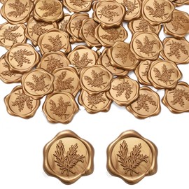 Yoption 50 Pack Rosemary Wax Seal Stickers, Antique Gold Self- Adhesive Wax Stickers for Wedding Party Invitation, Christmas, Gift Wrapping, Envelop Seals