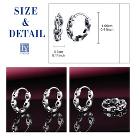 Yumilok Fashion Stainless Steel Chain Earrings Hoops for Men Creative Chain Link Creole Earrings Diameter 1cm Accessories Jewellery for Teenager