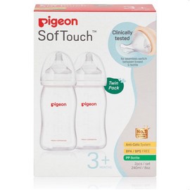 Pigeon SofTouch Peristaltic Plus PP Bottle 240mL Twin Pack