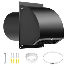 Neoaider 10 Inch Hooded Wall Vent with Screen, Damper, 8-1/4" Length Duct, 14 Gauge Steel Vent Covers for Wall, Wall Vent Cover for Residential Housing and Industrial Facilities Air Exhaust, Black