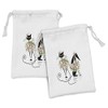 Lunarable Animals Fabric Pouch Set of 2, Glamor Cat and