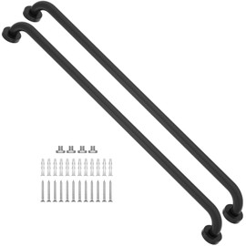 2 Pack Matte Black Shower Grab Bar 40 Inch, iMomwee Stainless Steel Bathroom Grab Bar, Bath Shower Balance Bar, Safety Hand Rail Support, Handicap Elderly Senior Assist Bath Handle (1.25" Diameter)