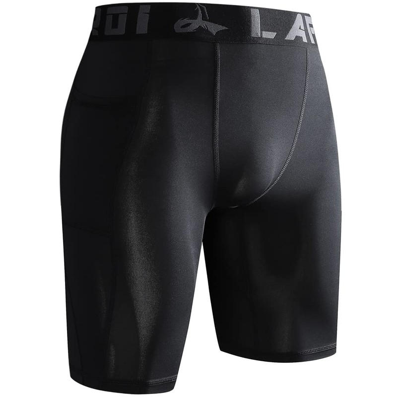 LAFROI Men's 3-Pack Quick Dry Cool Compression Fit Tights Shorts