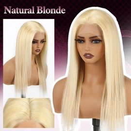 PYH 22 Inch Blonde 13x4 Lace Front Wigs Human Hair Pre Plucked Straight Human Hair Wigs for Women with Baby Hair 180% Density 22 Inch