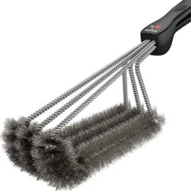 Kona Stainless Steel 360° Grill Brush - Black, Safe to Use, 18"