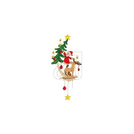 Drechslerei Kuhnert Hobaku Craft Set, Window Picture/Window Decoration, Motif: Santa Claus with Elk, Wooden Decoration for Assembly, Dimensions: Approx. 16 x 24 x 4 cm, Made in Germany