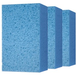 Cleaning and Washing Sponge, 3 Pack Large Extra Thick Heavy Duty Sponge Multi-Purpose for Kitchen Bathroom Bike Boat Car, Natural Cellulose Sponges 4" X 6" X 2" (Blue)