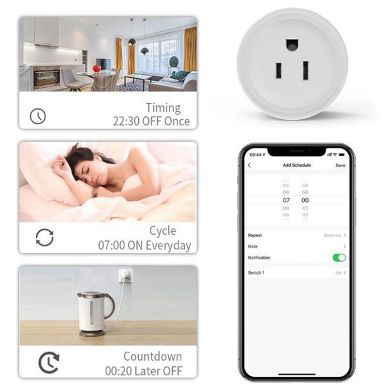 NDNCZDHC 2pcs Smart Mini Smart Plug, 10A WiFi Outlet Socket