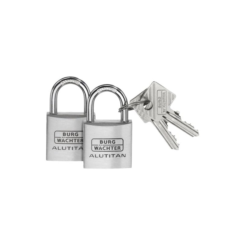 Burg-Wächter padlock, set of 2, 5 mm thickness, 4 keys,