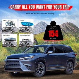 IKON MOTORSPORTS Lockable Roof Rack Cross Bars Compatible with 2024-2025 Toyota Grand Highlander & Lexus TX, Aluminum Black Anti-Theft Lock Crossbars with Key (Factory Side Rails Required)