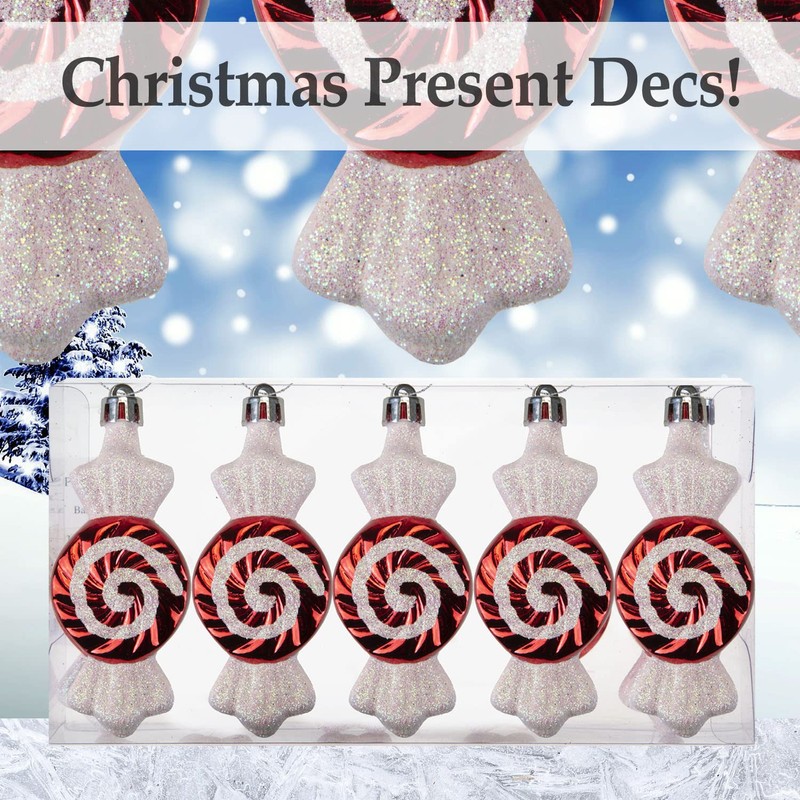 VFM - Red & White 10cm Sweet Baubles Swirl Candy