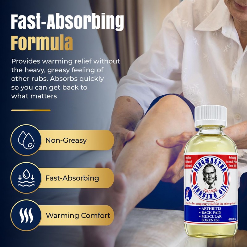 Ringmaster Fast Absorbing Warming Massage Oil for Muscles, 4 oz