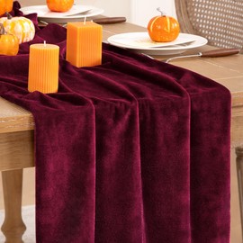 DeZerlor Burgundy Velvet Table Runner 3 Pack Fall Thanksgiving Red Table Runners 20 x 120 Inch Luxurious Elegant Velvet Fabric Friendsgiving Table Decor for Christmas Dinner Wedding Bridal Baby Shower