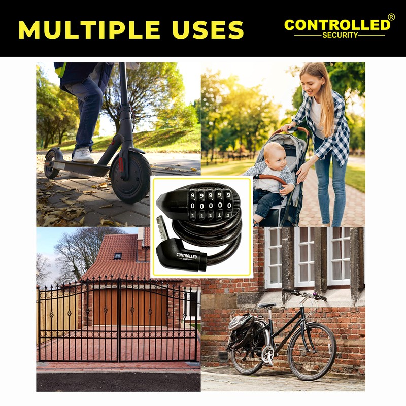 The CONTROLLED SECURITY 5 Digit Combination Bike Lock - 1200mm