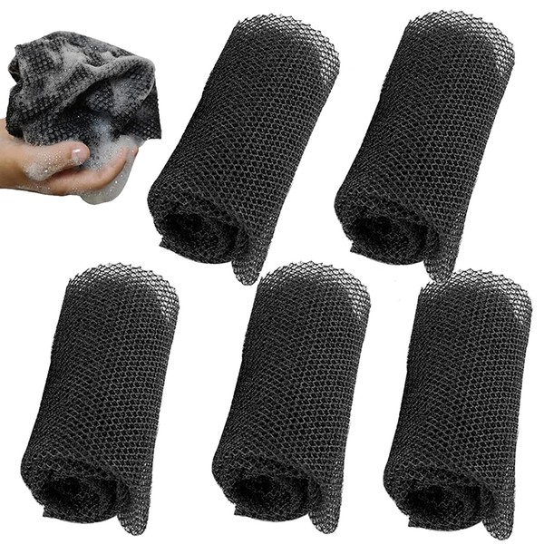 5 Pcs African Bath Sponges, Foldable Exfoliating Net Towels for