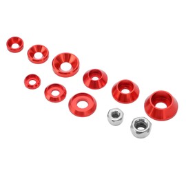 RC Flat Washer RC Round WasherRC Car Nut, 125 Pcs Screw Washer Kit Cup Gasketfor 1/1RC Car for AutomobileVehicle Scale Accessories (Red)