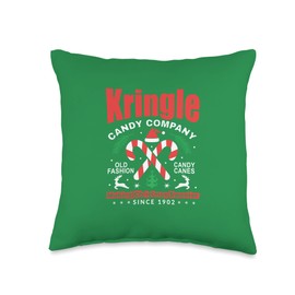 Trezzl Christmas Holiday Shirt Co Christmas Kringle Candy Company Trendy Graphic for Women Throw Pillow, 16x16, Multicolor