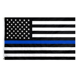 Fly Breeze 3x5 Foot Thin Blue Line USA Flag 210D oxford cloth with Brass Grommets Vivid Color and Fade Proof for Indoor Outdoor Decor Honoring Law Enforcement Officers Flags Polyester with Brass