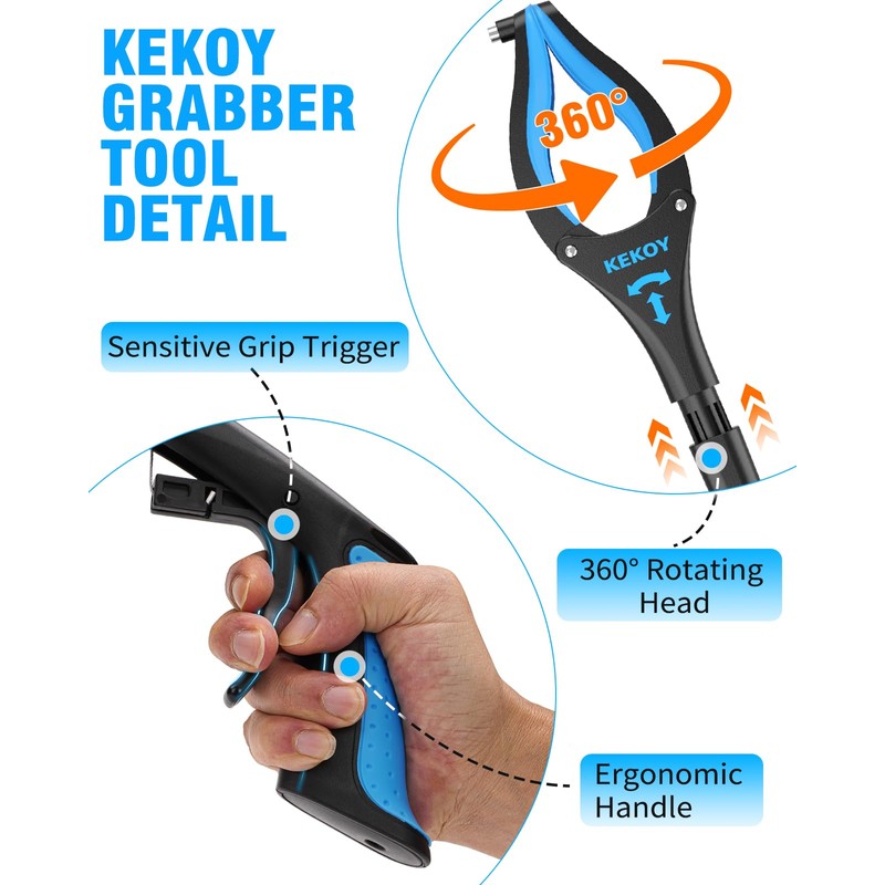 Kekoy 36'' 2-Pack Litter Pickers for Adults, Extra Long Portable