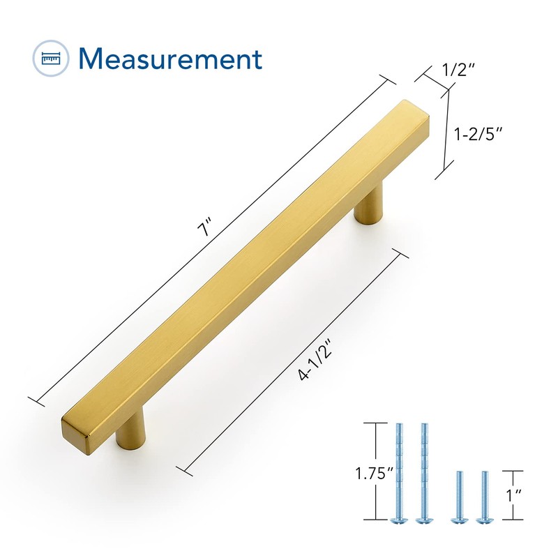 Ravinte 5 Pack Gold Cabinet Handles 4-1/2 Inch Brushed Brass