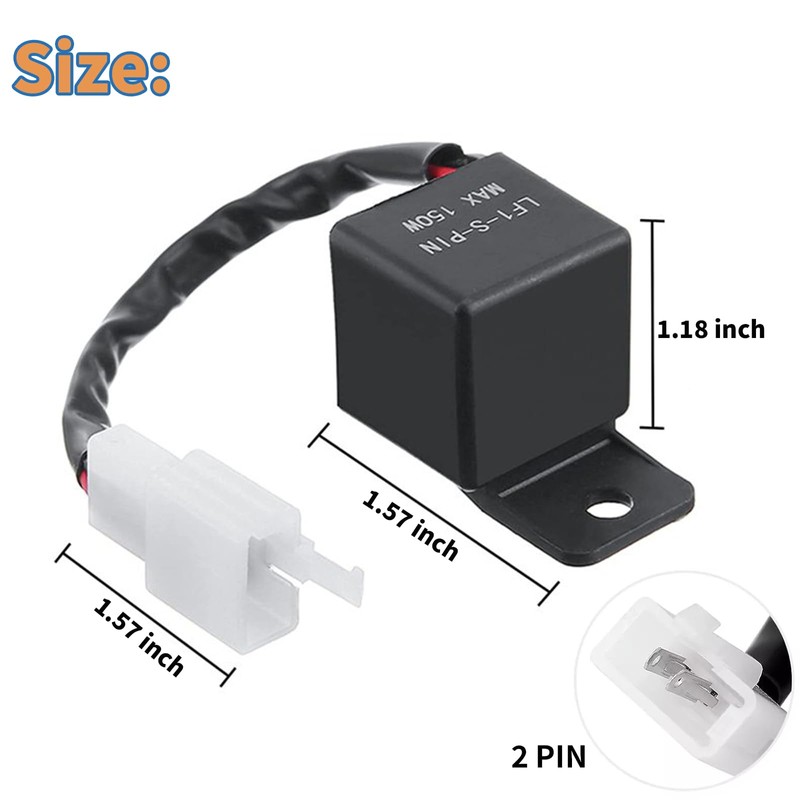 Autokemat LED Flasher Relay 2-Pin, 12V Electronic LED Flasher Relay