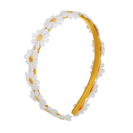 1 PCS Daisy Headband Flower Hippie Headband Yellow Embroidery Flower Hair Bands Little Fall Floral Crowns Hair Bands Artificial Daisy Head for Women Girls Spring Birthday Party Supplies