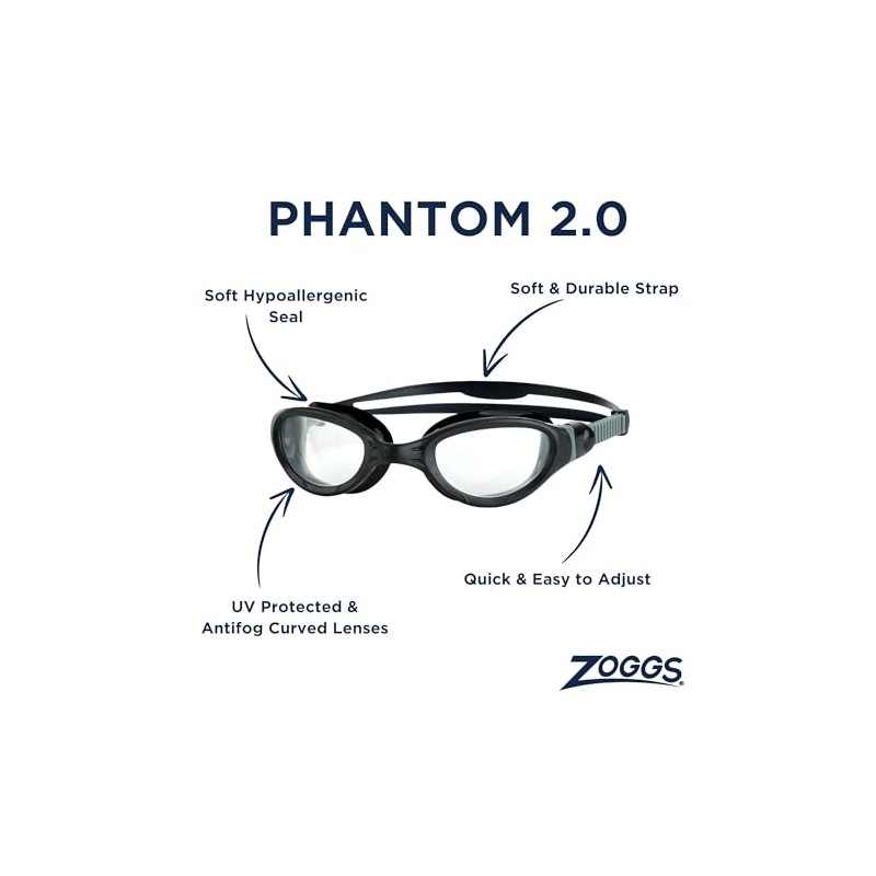 Zoggs Phantom 2.0 Black Grey Clear