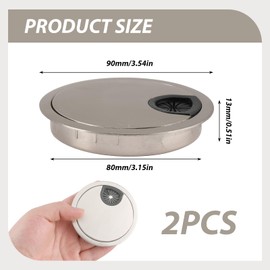 2 Pack 80mm Desk Grommet Kit,Bronze Desk Hole Covers,Computer Desktop Grommets Cable Management Wire Organizers,Round Table Cable Hole Cover for Home Office,Bronze
