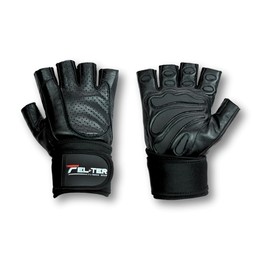 FELTER FITNESS Guantes Deportivos, Guantes para Gym con Protección de Muñecas, Antideslizante (Negro M)