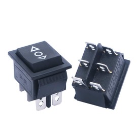 mxuteuk KCD2-223-JT 12V Momentary Rocker Switch 6-Pin Motor Polarity Reverse Switch Control Automatic Reset Toggle Switch 20A 3Position 6Pin (ON)/Off/(ON) DPDT Motor Control Switch