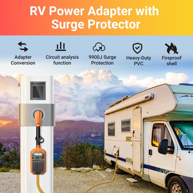 EyGde RV Surge Protector 50 Amp Waterproof, RV Circuit Analyzer