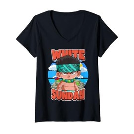 Womens White Sunday October Samoan Children Celebrate V-Neck T-Shirt