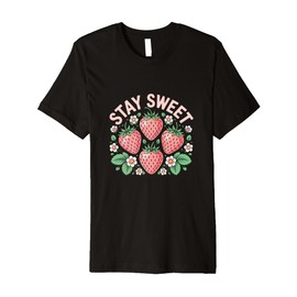 Stay Sweet Vintage Strawberries and Strawberry Blossoms Premium T-Shirt