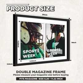 Qunclay 14x20 Inch Double Magazine Frame Displays Two 8x11 Inch Magazines Picture Frame with Installed Hangers and Core Matting Plastic Frames for Certificate Collages Weddings Photo