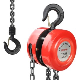 Elevang Hand Chain Hoist 1 Ton/2200 Lbs, 10 Feet with 2 Heavy Duty Hooks, Manual Chain Fall for Garage, Warehouse Building, Automotive Machinery, Red