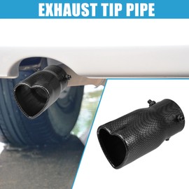 X AUTOHAUX Car Exhaust Tip Heart Shaped Tail Pipe 2.48Inch OD 2.64x2.36Inch Outlet 5.43Inch Length Straight Bolt-On Muffler Tip Metal Carbon Fiber Pattern Black
