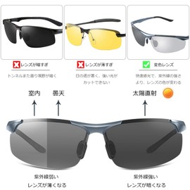 UHUKO Photochromic Polarized Sunglasses [Ultra-light/Rapid Color Change/Aluminum-Magnesium Alloy Material] Unisex Photochromic Lenses Sports Sunglasses UV400 Protection Fishing Cycling Golf Driving