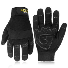 HANDLANDY Work Gloves Men Women Safety Mechanic Gloves Touch Screen Flexible Breathable Yard Gloves (Black, -SBR Padded, M)
